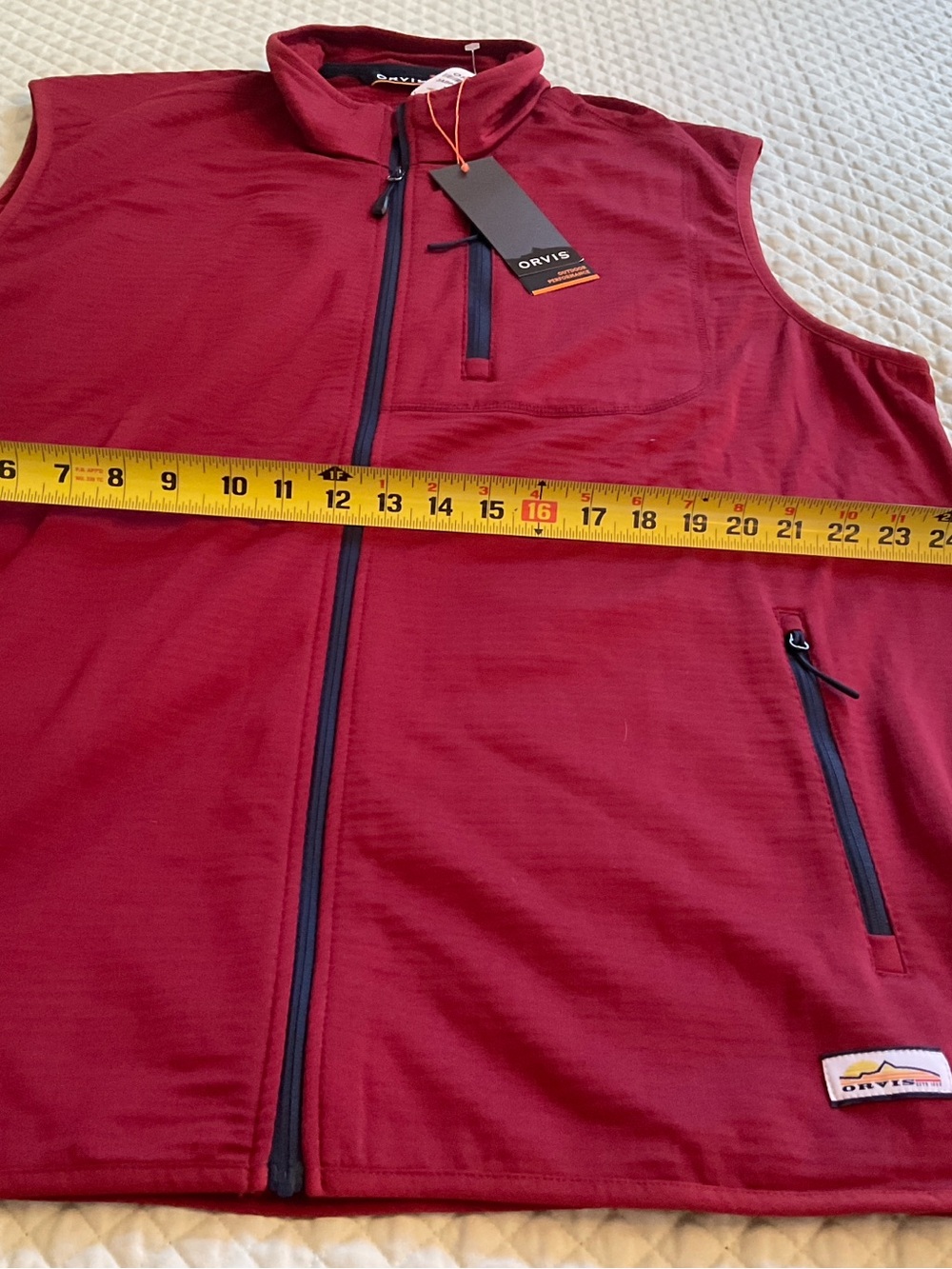 Orvis Burgundy Zip-Front Men's Vest with Navy Trim